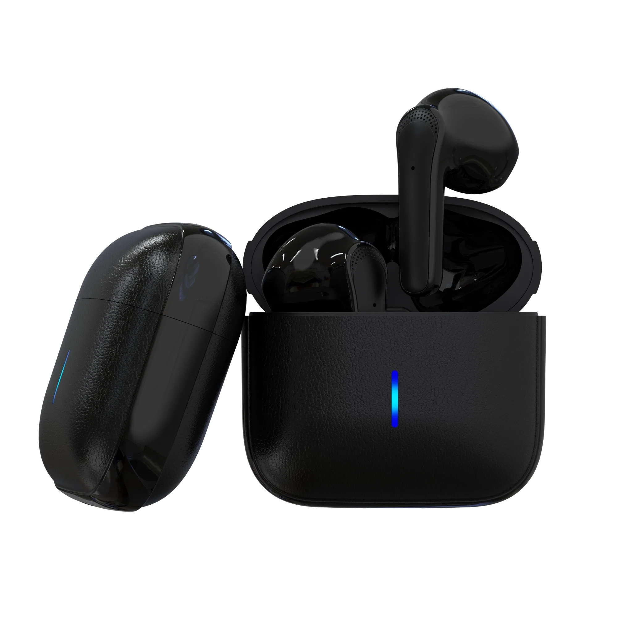 Directamente de fábrica de la pantalla LCD Juegos mini auriculares auriculares auriculares auriculares inalámbricos auriculares impermeables con cuero Manwork estuche de carga