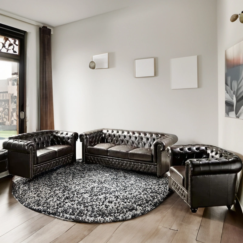 Huayang moderno de cuero tela Mobiliario de casa sofá elegante Chesterfield sofá Fabricación