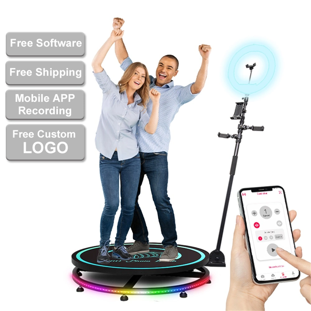 Custom 360 Portable Photo Booth Fill Light Machine Camera iPad Selfie Video Free Accessories Automatic Spin 360 Photo Booth