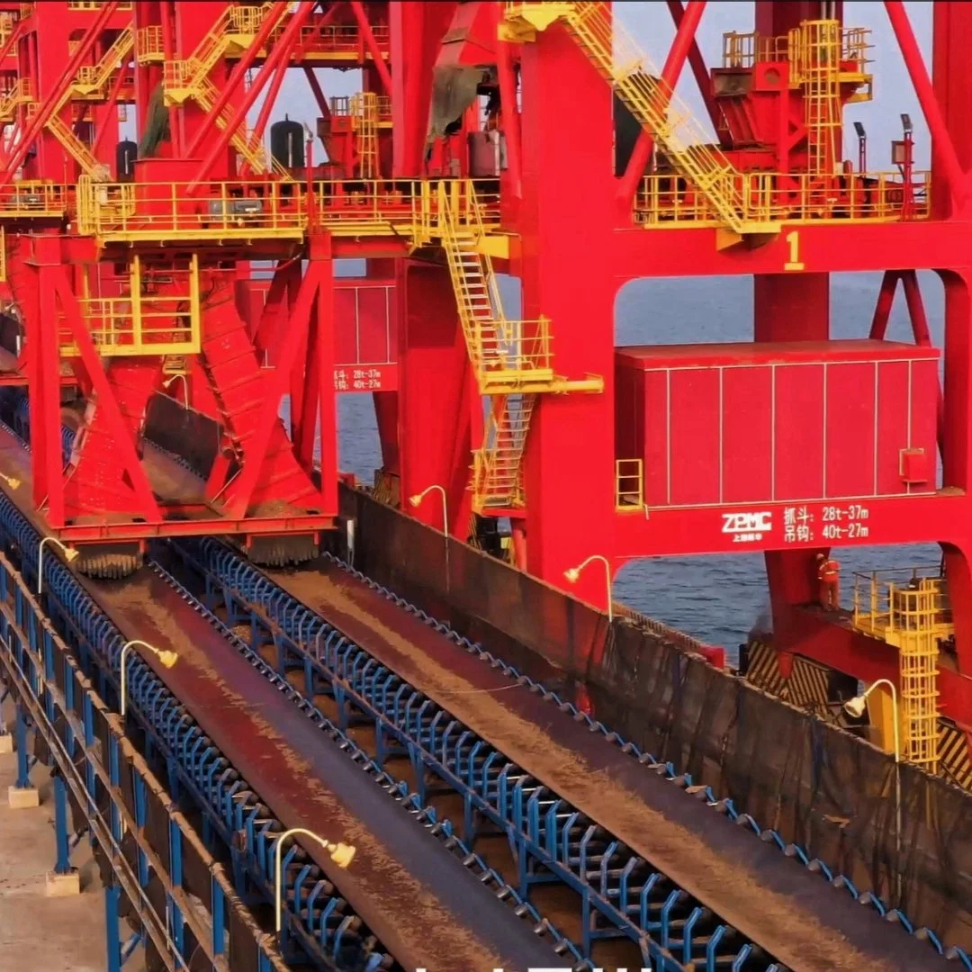 Long Distance Overland Roller Pulley Belt Conveyor System for Port and Dock transportation Conveying System