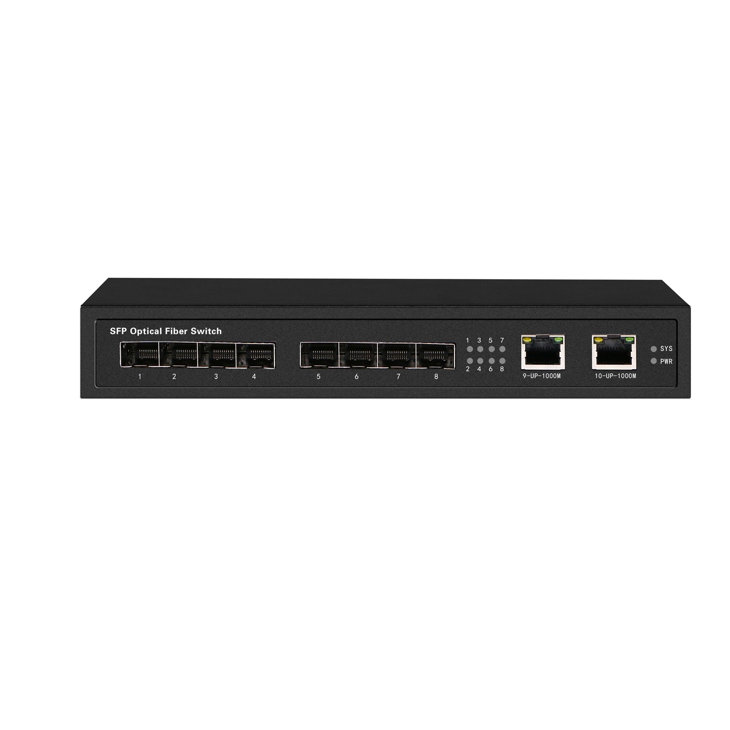 8SFP and 2 Giga RJ45 Uplink Network Fiber Switch Full Gigabit