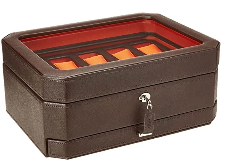 Classic Black Leather Glossy Paint Wooden Watch Packing Box