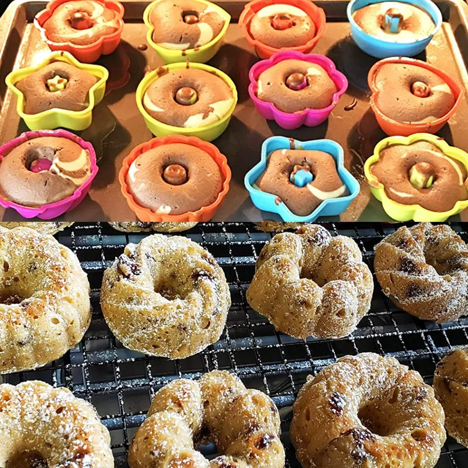 Copos de cozimento de Molde não fumante Donut Bagel Pan Muffin Jello Micro-ondas Moldes de silicone