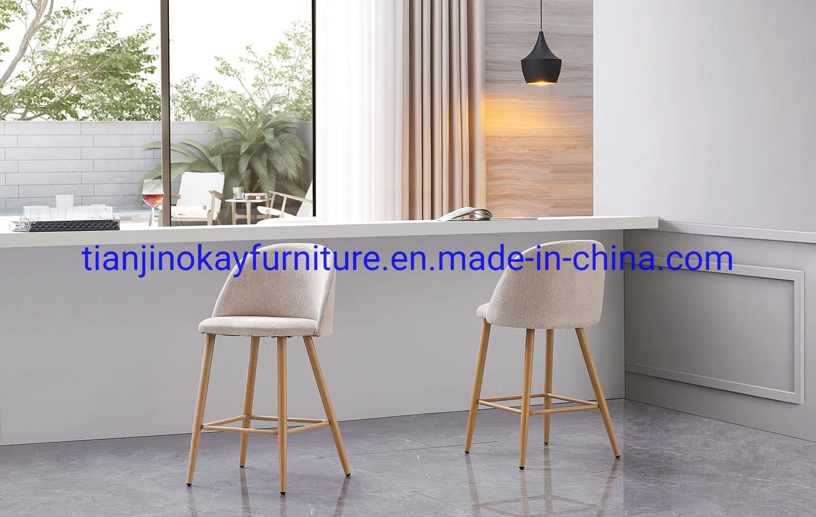 Wholesale OEM Orange Cushion Metal Foot for Living Room Bar Stool Modern Luxury Chair for Bar