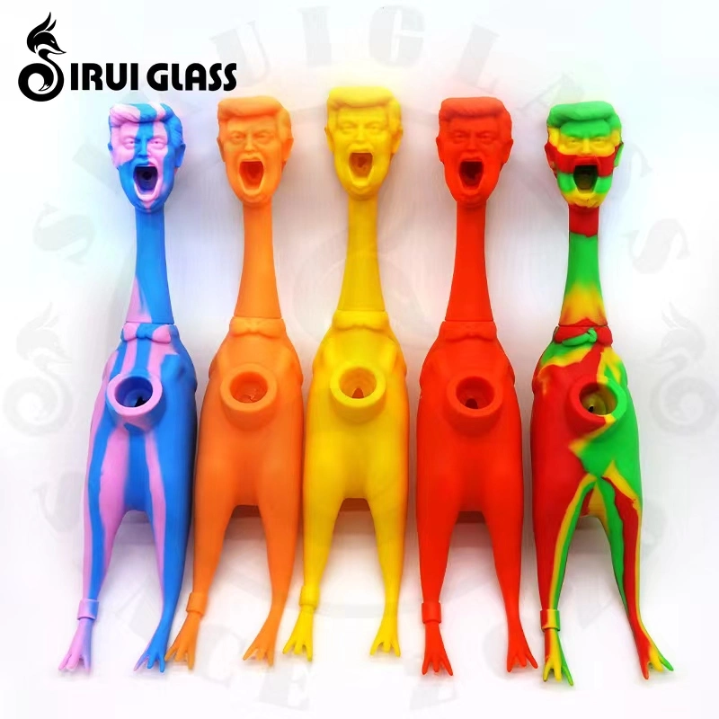 Sirui Custom 11.8 Inches Portable Fun Cartoon Images Screaming Chicken Smoking Water Pipe Glass Water Pipe Glass Smoking Pipe Silicone Smoking Pipe