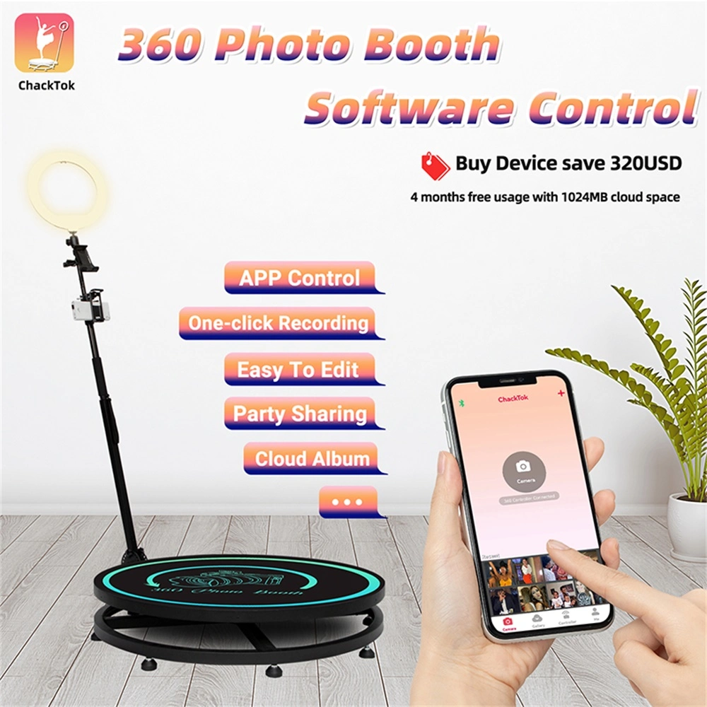 Custom 360 Portable Photo Booth Fill Light Machine Camera iPad Selfie Video Free Accessories Automatic Spin 360 Photo Booth