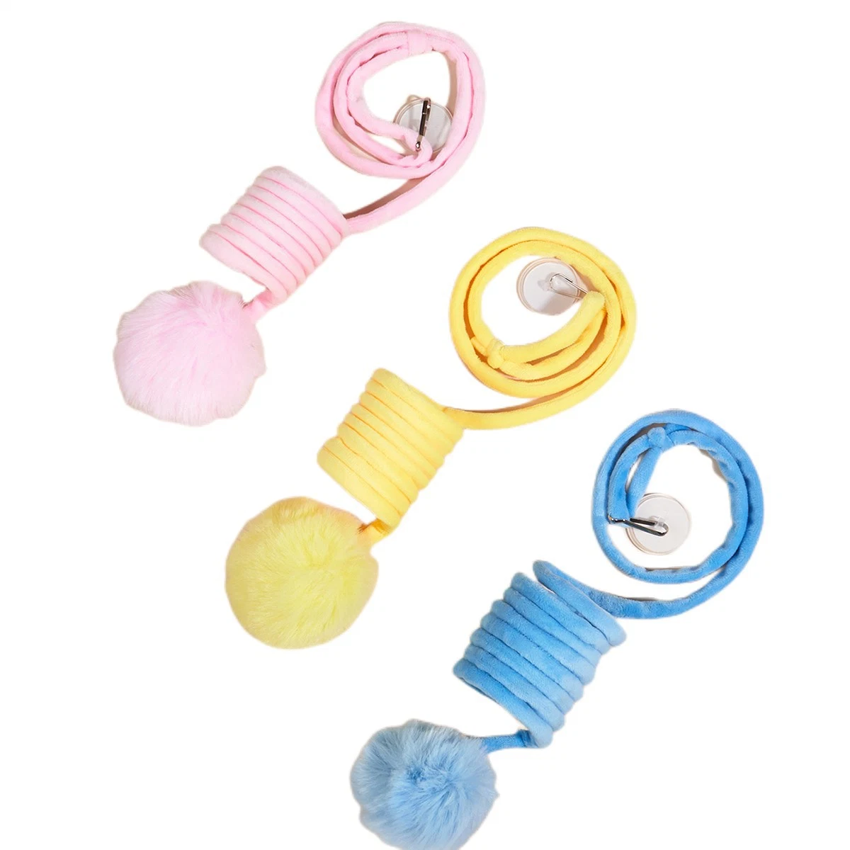 Candy Color Retractable Design Eco Friendly Plush Material Cat Spr Rabbit Hair Ball Cat Toys