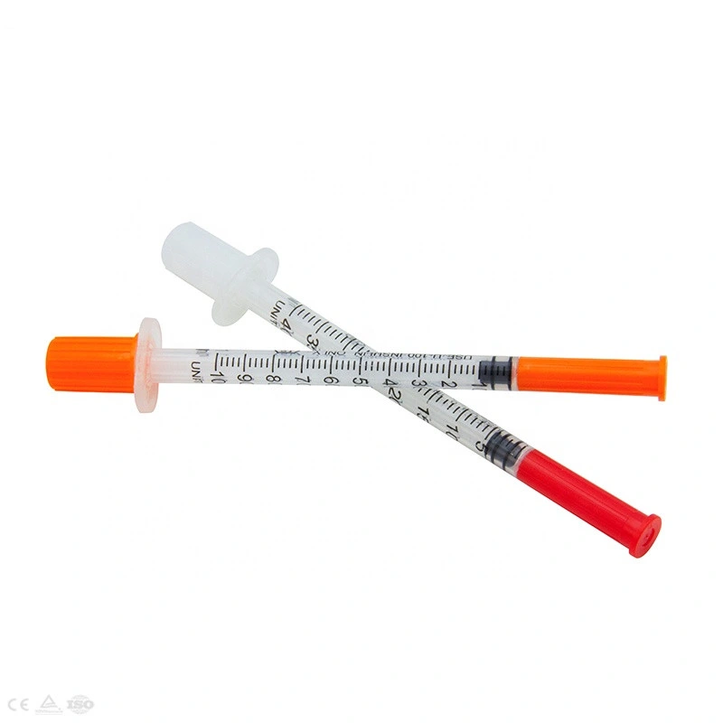 Orange Cap 0.3ml 0.5ml 1ml Insulin Syringe with Needle Disposable Medical Insulin Syringe