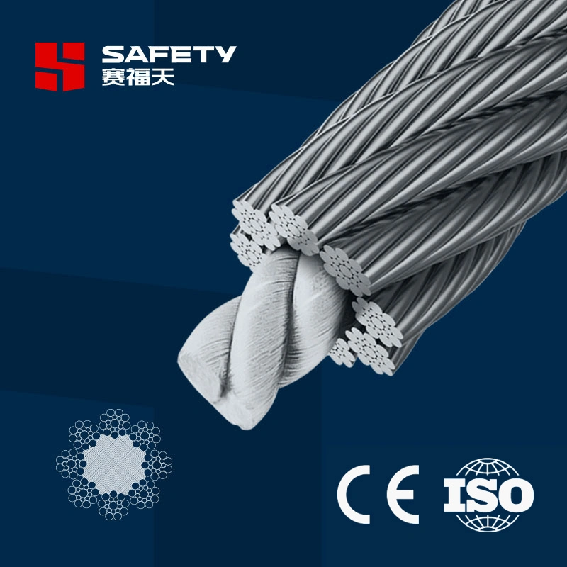 Noyau fibres tressées Ungalvanized Strand 8*19S-Types de fil en acier de l'élévateur FC palan à câble le câble de traction 6mm 8 mm de 9mm 10mm 11mm 1370MPa usine 1770MPa