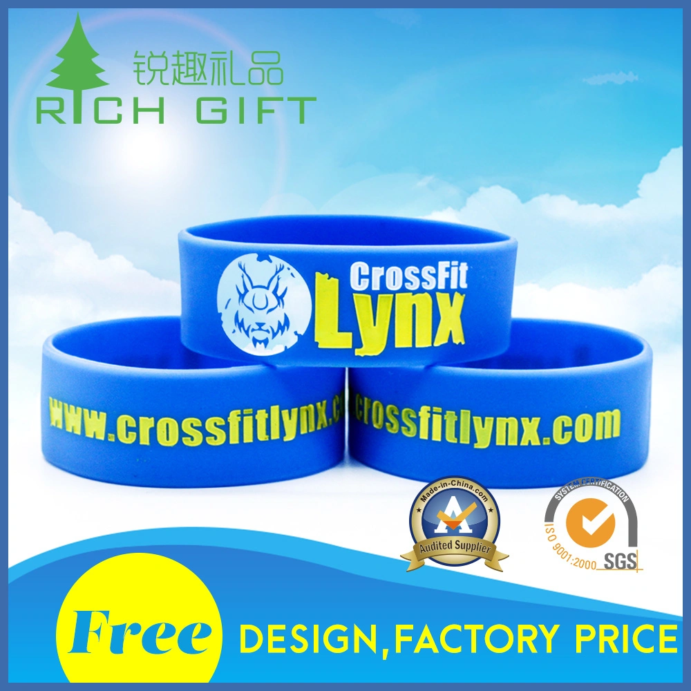 Cadeau promotionnel gravée en silicone personnalisé bracelet avec rempli de couleur