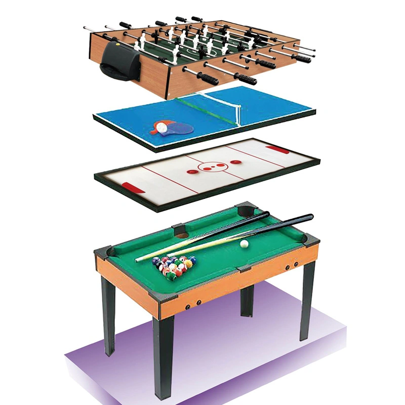 Amazon plegable caliente 4 en 1 Multi Mesa de juego a los niños jugar mesa de juego diferentes en el interior de cuatro bolas de billar el Fútbol Tenis de Mesa Air Hockey gracioso de fútbol de mesa