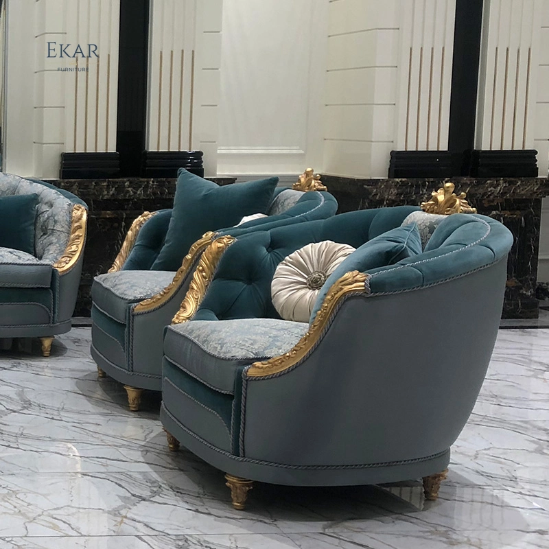 Luxuriöses Handgeschnitztes Samt Wohnzimmer Sofa-Set - Wohnen Zimmermöbel Wohnmöbel Modernes Wohnzimmer Sofa