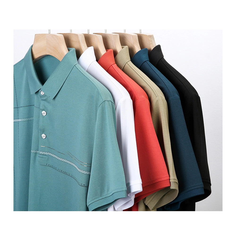 Summer Silk Thin Ice Silk Cotton Men T-Shirt Polo Shirt