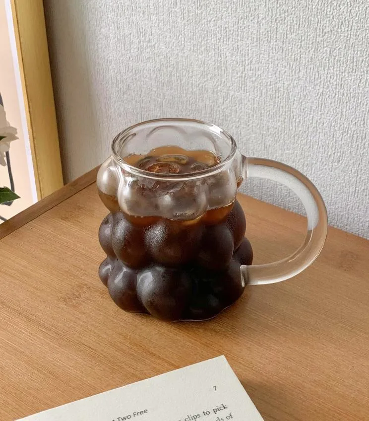 Nueva y creativa de diseño de uva ecológica taza taza de agua de los hogares de vidrio de borosilicato de taza de café helado Color