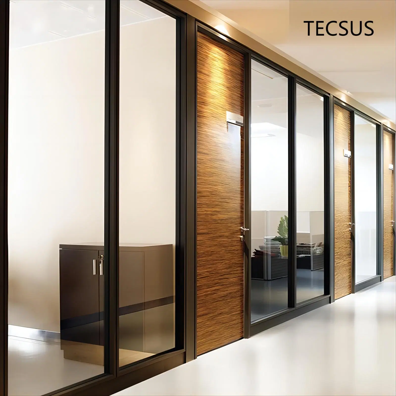 Aluminum Frame Workstations Operable Single Glazing Tempered Office Divider Glass Partition Walls