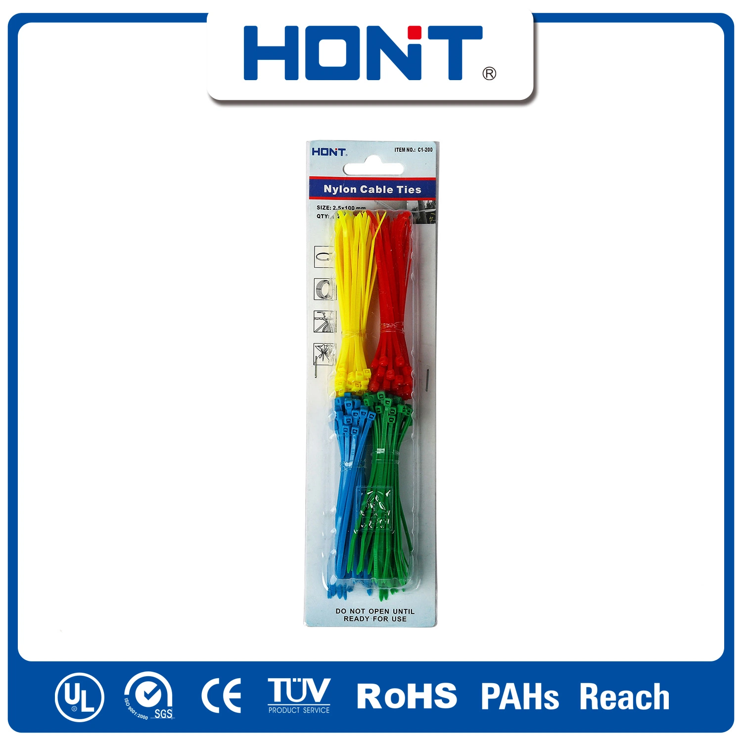 Self-Locking Tie Hont Plastic Bag + Sticker Exporting Carton/Tray Parts Cable Accessories with CCC