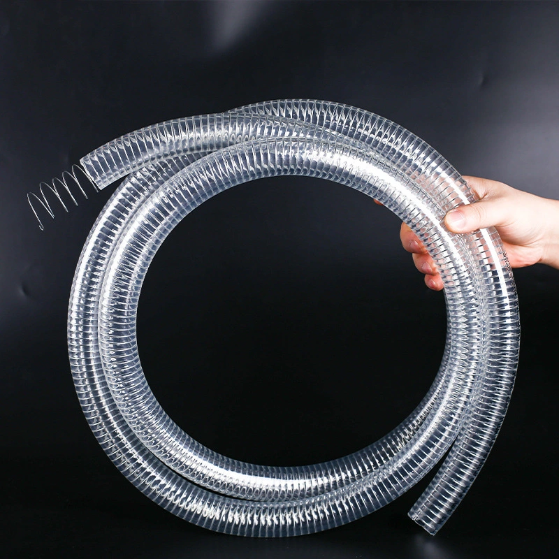 Fabrik flexible transparente PVC Stahldraht Feder Spirale Wasser Industrie / Landwirtschaft Ablass-/Bewässerungsschlauch