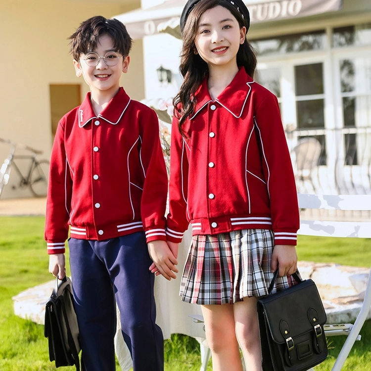 A moda de alta qualidade estilo britânico no Outono de Mola Kids fatos vermelho