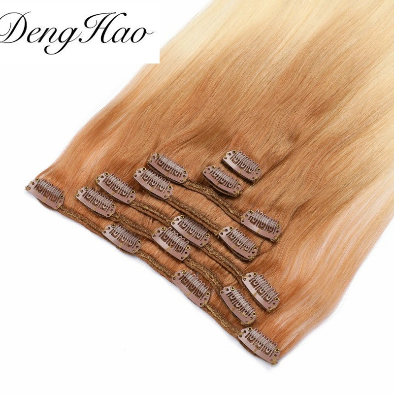 Gerade Piano Farbe Human Hair Extensions Clip in