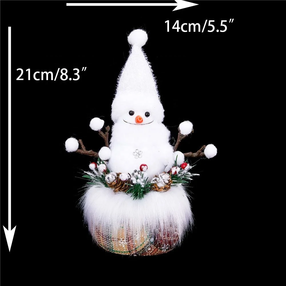 Small Cute Pre-Lit Snowman Decor with Light up Home Snowman Table Ornament