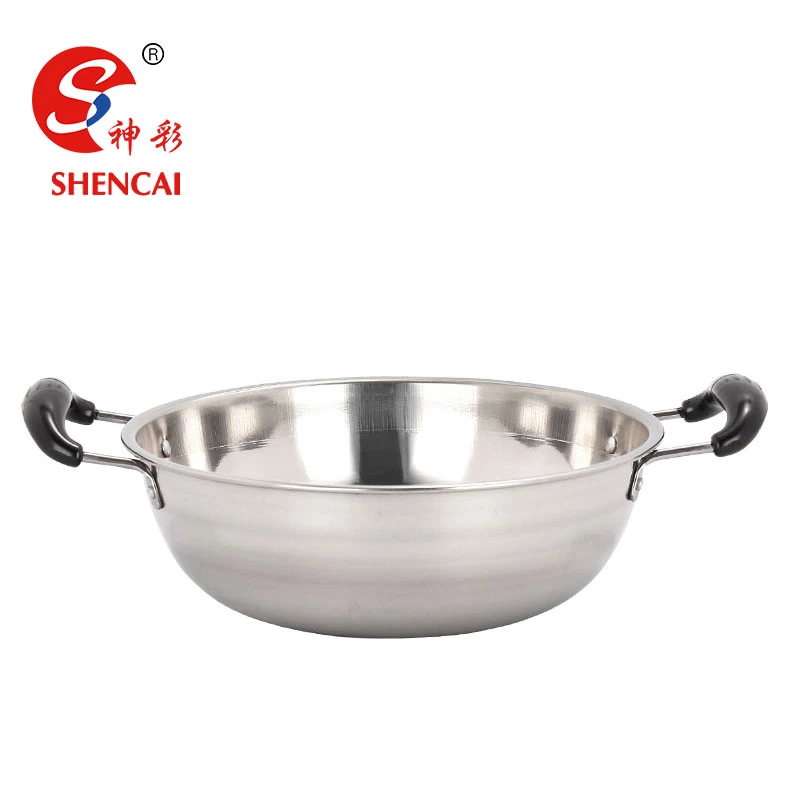 Wok Frying Pan with Handles Cookware Factory Manufacturing Durable Quality Utensils Balti Dish with Stainless Steel Two Side Handle Stainless Steel Balti Dish