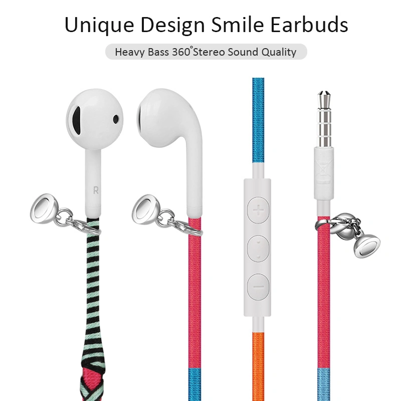 Mobile Phone Accessories Wired Stereo Rope Cable Earphone in Ear Wristband Headphone