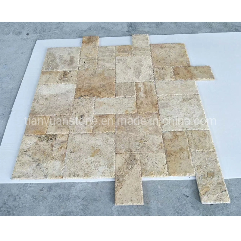 Yellow Limestone Paver with French Pattern Design