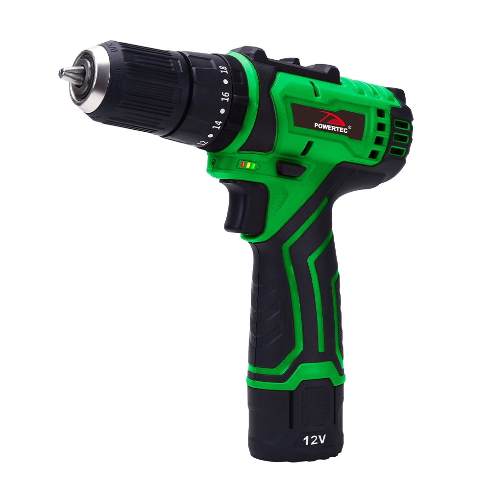 Powertec Hot Sale 40n. M Two Speed Lithium Power Drill Cordless 12V Impact Drill