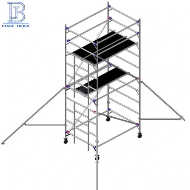 Outdoor Double Width Aluminum Mobile Scaffolding Tower for Sale