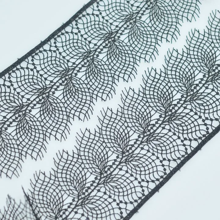 New Design Black Polyester Voile Lace Trimmig