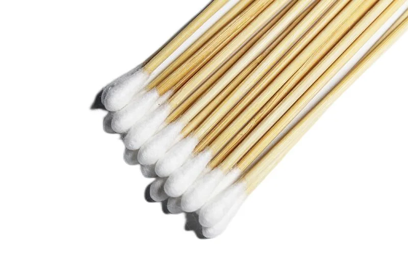 Hochwertige Dual End Cotton Tupfern 3" Holz Baumwolle Gekippt Applikatoren Q-Tips Make-up Removers