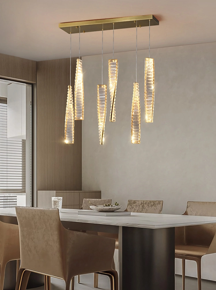 Long Crystal Lighting Design Simple Style Chandelier Bedroom Dining Room