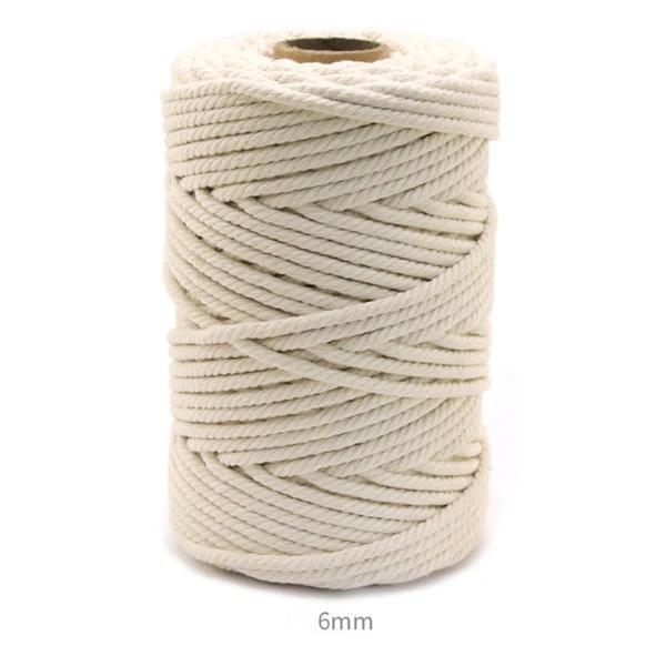 Grueso Cable Macrame 2mm 3mm 4mm 5mm plano de la cuerda de algodón trenzado