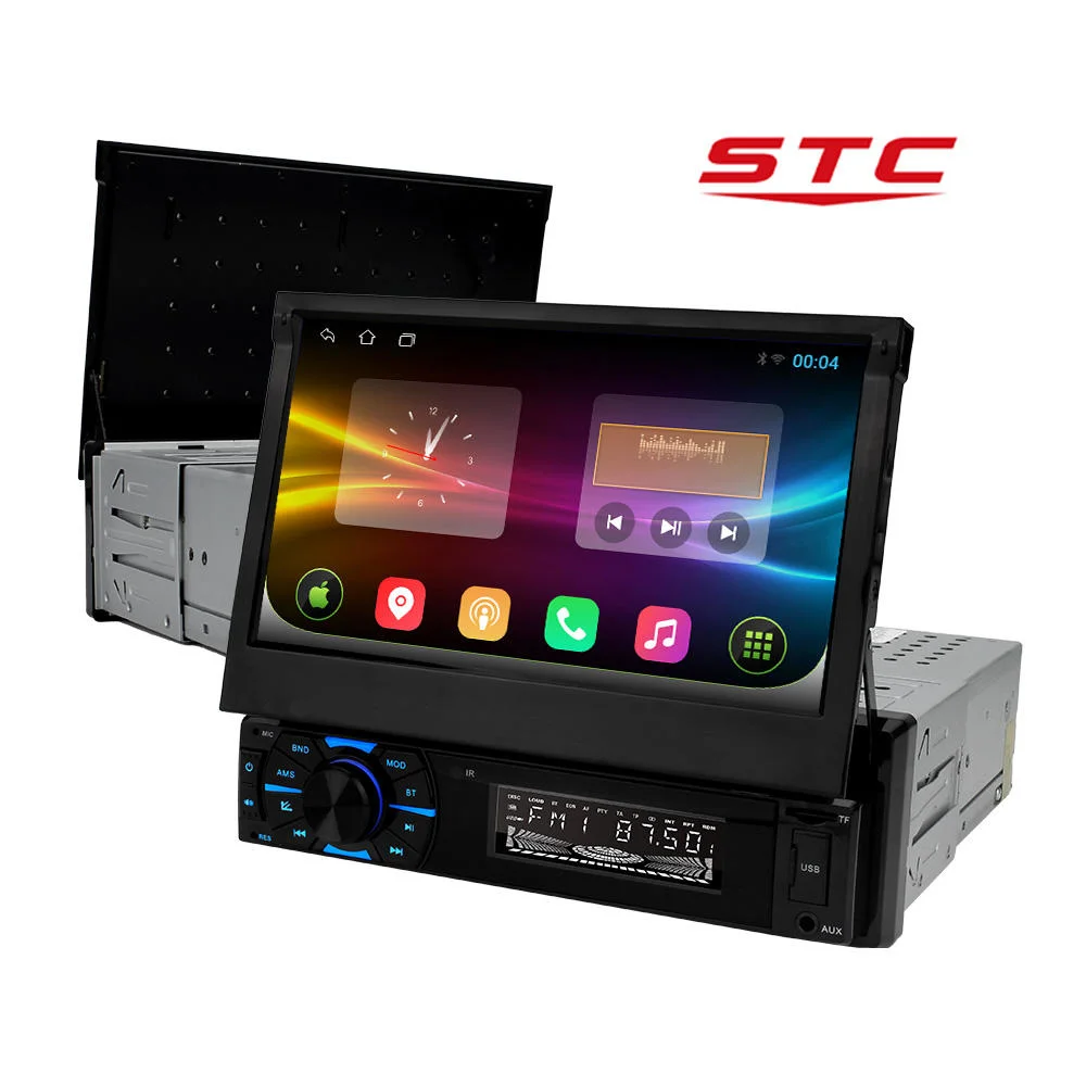 1+16/2+32 1 DIN Android radio de coche Auto Radio 7" con pantalla táctil WiFi GPS retráctiles Bt RDS FM Radio de auto estéreo aux.