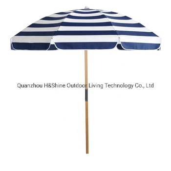 Outdoor Wooden Parasol Polyester Sun Beach Umbrella with UV