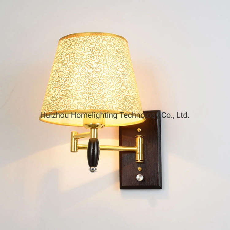 Jlw-14932 Hotel Home Bedside لوحة تحكم قابلة للضبط سوينغ ARM Wood Wall المصباح