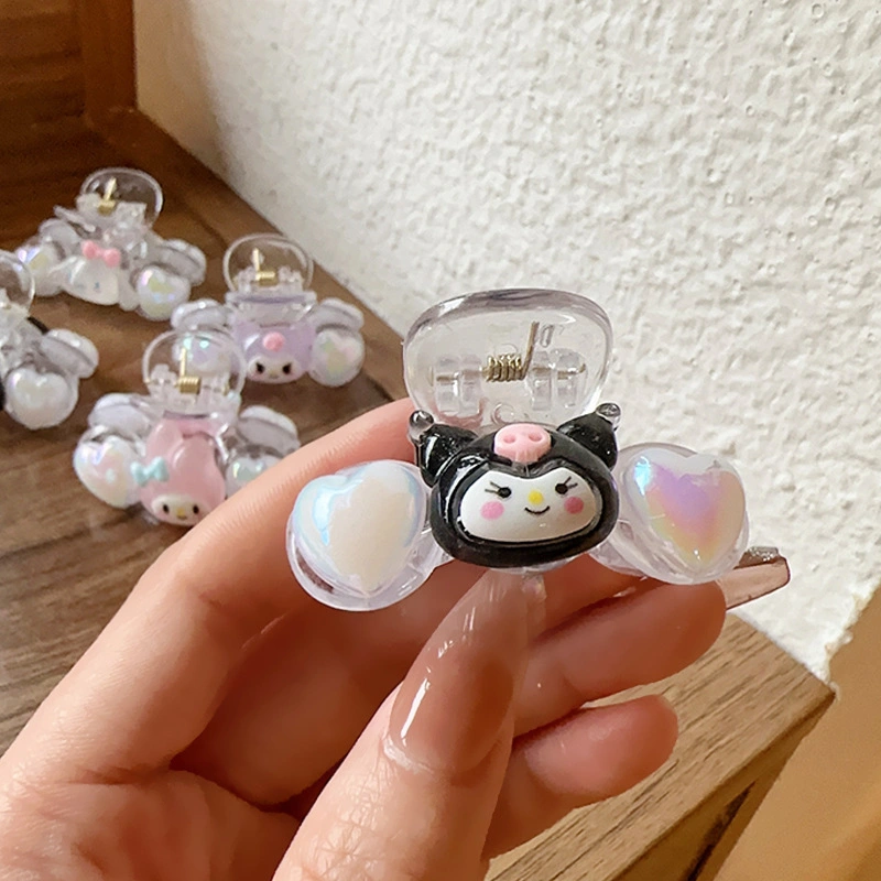 Ruunjoy Sanrio Hair Clip Kawaii Kuromi Mymelody amende clip transparent de Flash Cartoon requin cute girl coeur Queue de Cheval épingles à cheveux