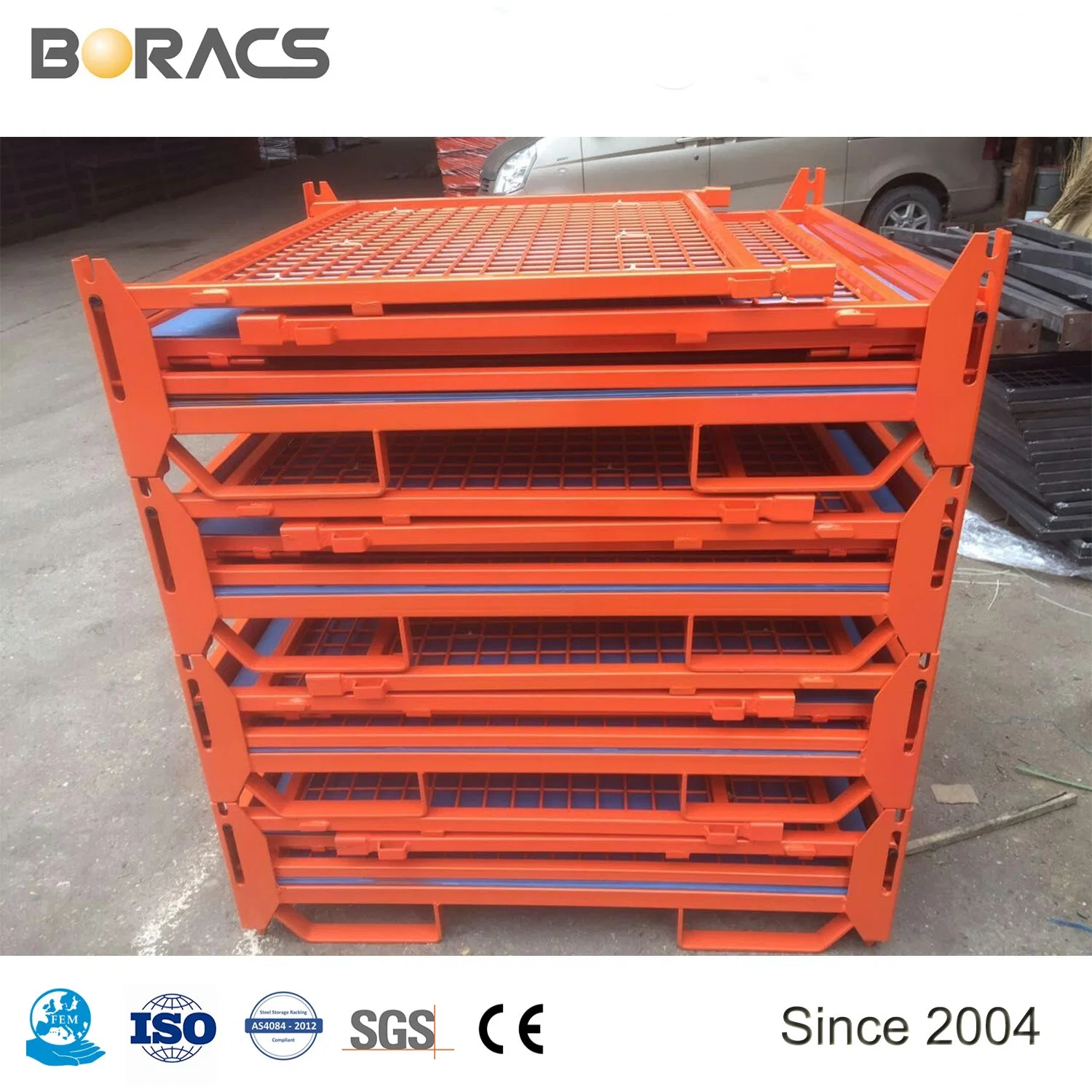 Logistics Warehouse Storage Metal Stackable Pallet Stillage Cage From Boracs