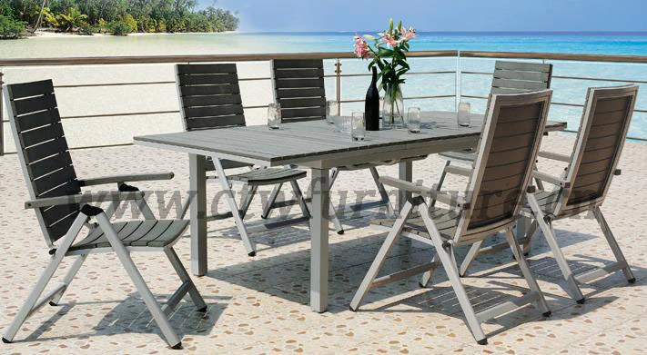 Resort Beach Furniture Whloesale Chair aluminio material Bestselling plástico Madera Sillas plegables
