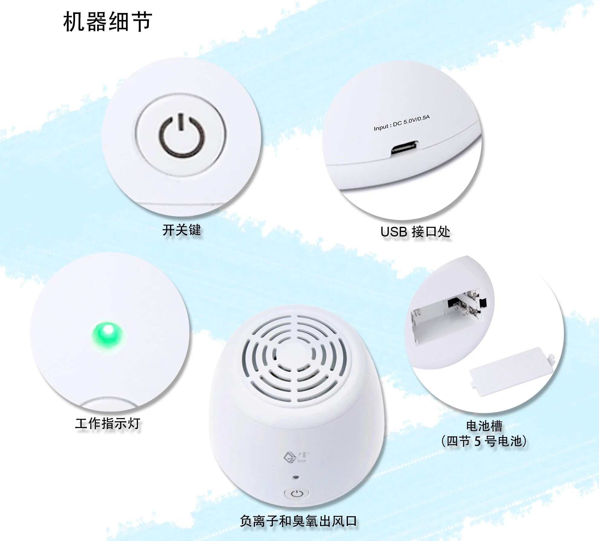 Mini Small Size Ionic Ozone Air Purifier Ozone Generator Ozonator O3 Timer Air Purifiers Purify Oil Vegetable Meat Air Water Ozone Generator Home Gas Detector