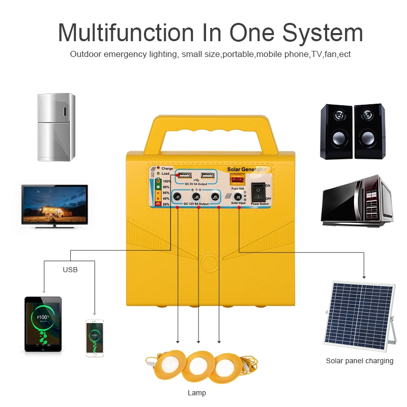 Estações portáteis Solar para exteriores sistema de iluminação de 20 W controlador incorporado para MP3 Função de rádio de reprodução com lâmpadas LED