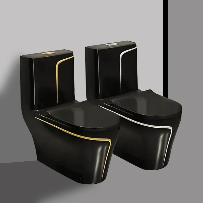 Luxury Black Gold Thread All-in-One Bathroom Modern Ceramic Toilet