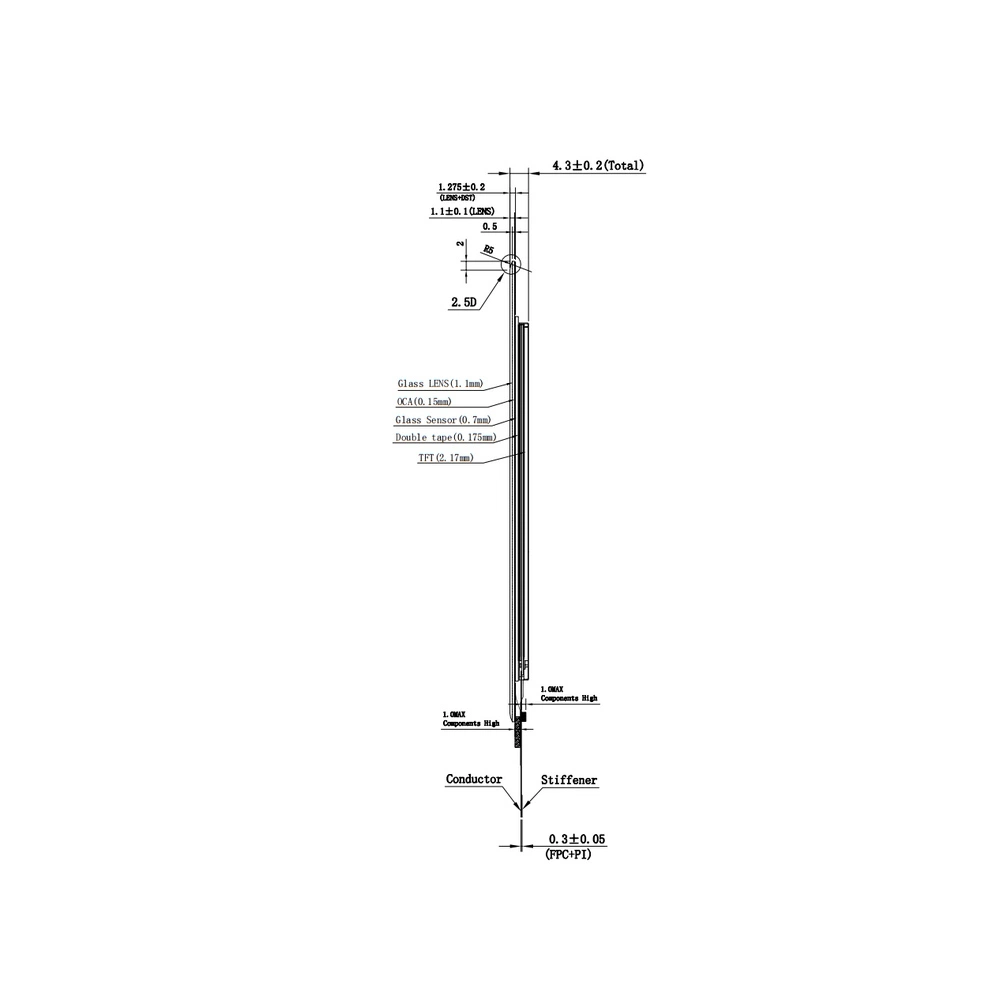 12 Direction de visualisation de l'horloge 300 Nits Rétroéclairage Écran LCD TFT de 3,5 pouces