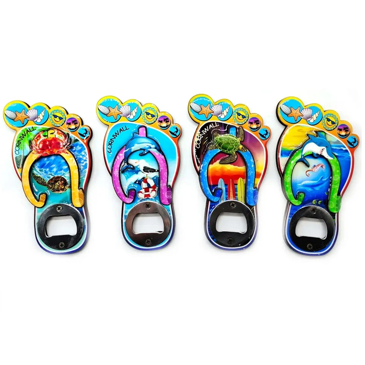 Epoxy madera personalizada Souvenir regalo zapatillas Abrebotellas Flip Flop Abrebotellas