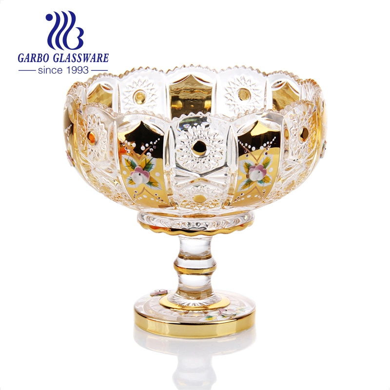 Decorative Gold Glass Fruit Bowl with Foot