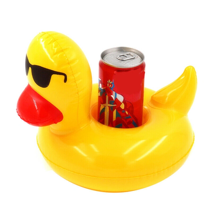 Swimming Pool Party Drink Floaties Inflatable Yellow Duck Shape Drink Holder