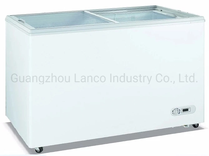 Flat Sliding Glass Door Display Chest Freezer for Supermarket Hotel