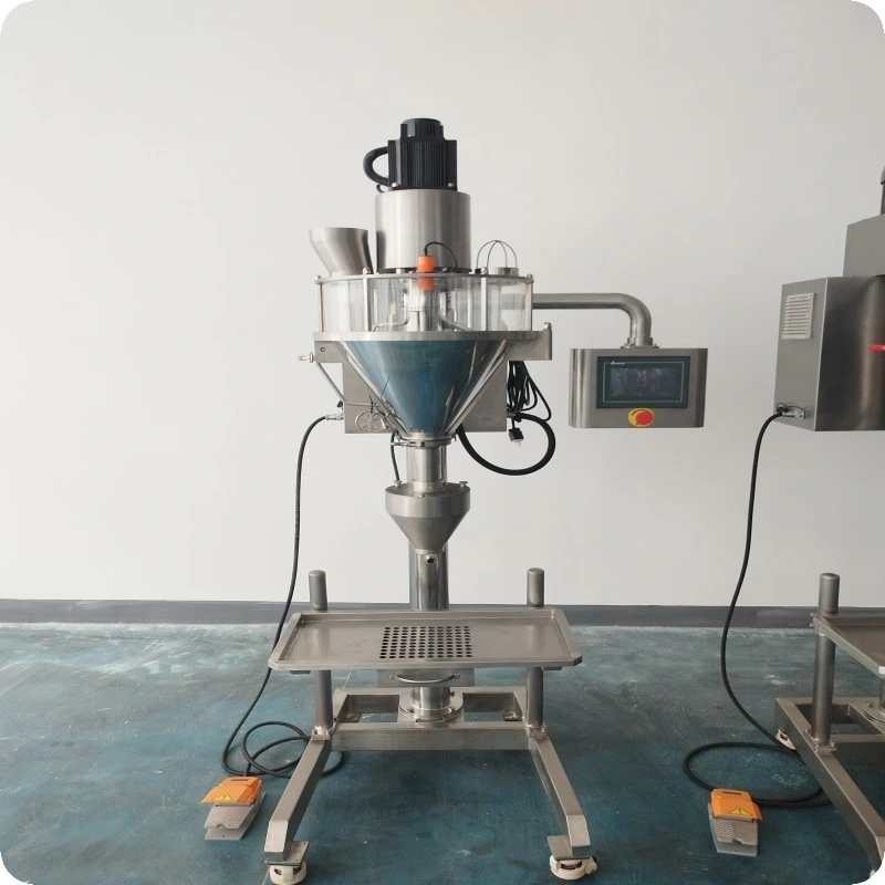 Semi-Auto Rotary Powder Filling Cake Mix Loose Fine Screw Lemonade Can Cocoa Packaging Chemical Small Hopper Packing Machine