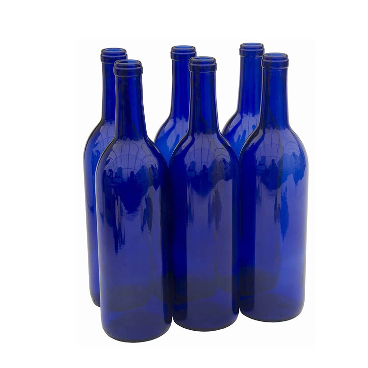 Wholesale/Supplier Blue Empty Glass Wine Bottle with Cork