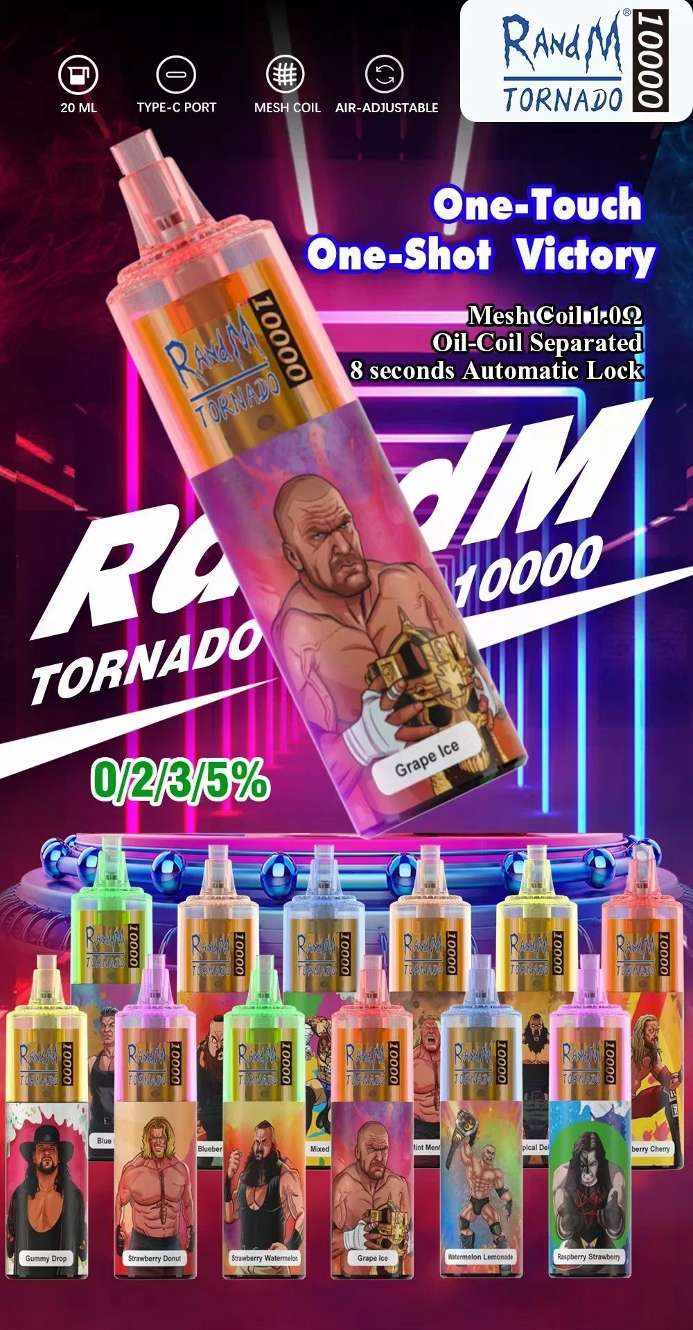 Original Randm Tornado Vape 10000 puffs rechargeable E cigarette jetable E-cigarettes 12 couleurs Randm Tornado stylo Vape jetable